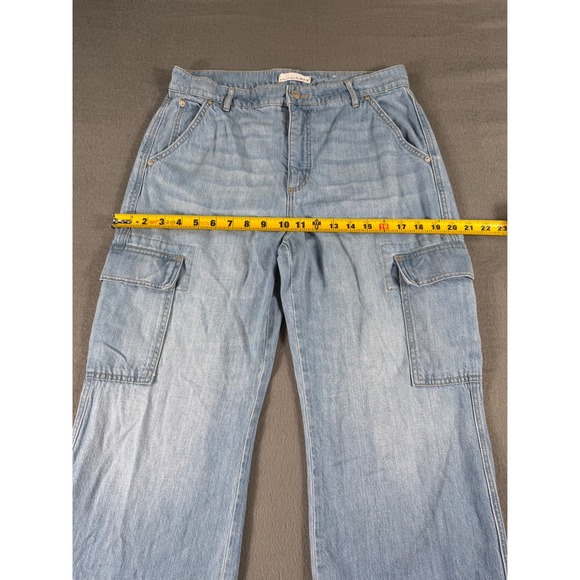 LOFT Wide Leg Cargo Jeans‎ Women's 29 Light Wash Utility Denim Pants Y2K Street - Picture 11 of 12